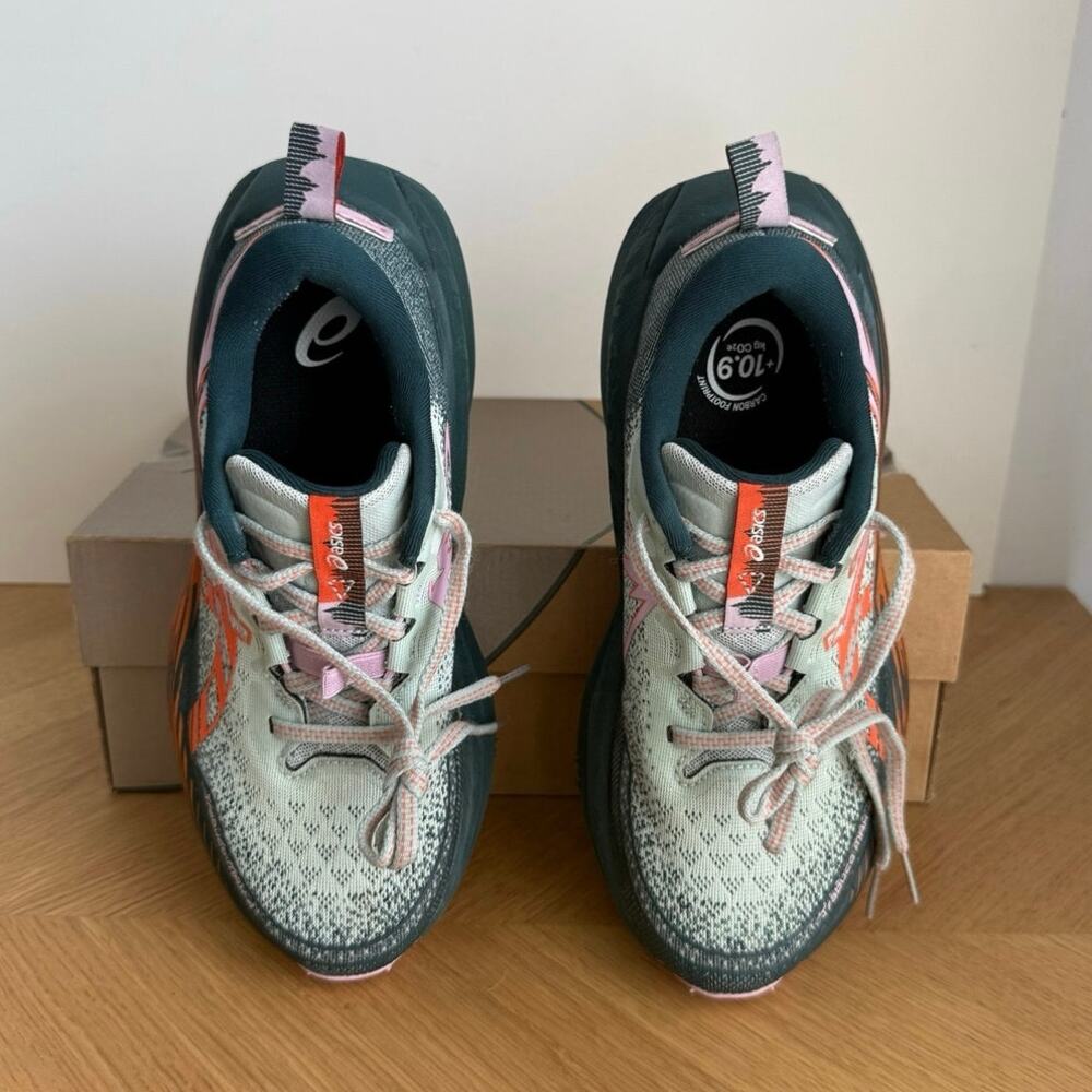 ASICS Trabuco Max 4 Cold Moss/Orange Women Trail Sneakers- SZ 7 - Picture 7 of 12